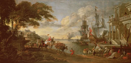 Utsikt över en hamn i Orienten